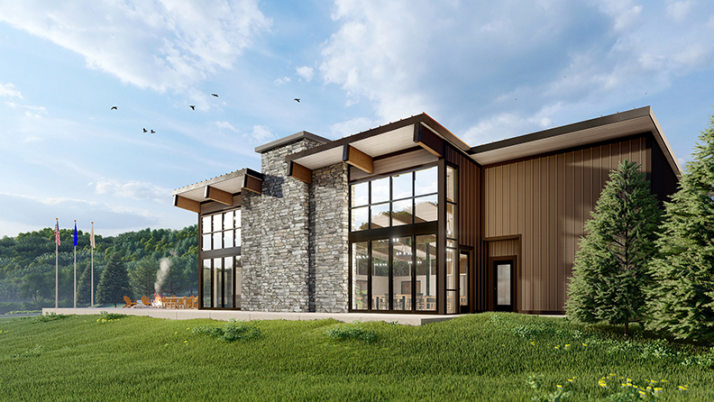 Camp Michaels Eagle Lodge rendering outside