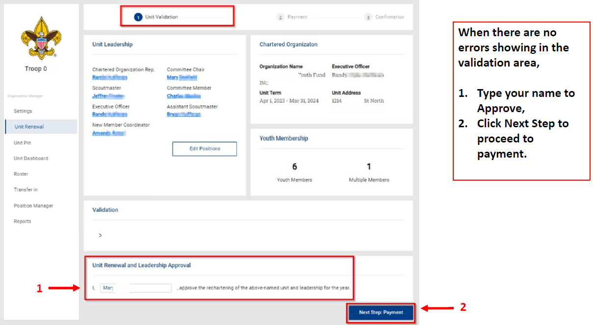Unit Renewal - Unit Validation